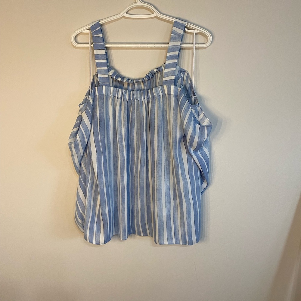 Blue and White Striped Women's Top